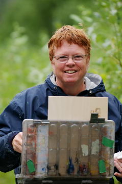 Susi painting Bridal Veil falls