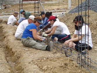 Tying rebar to make a strong beam
