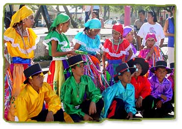 Youngsters in colorful festive dress
