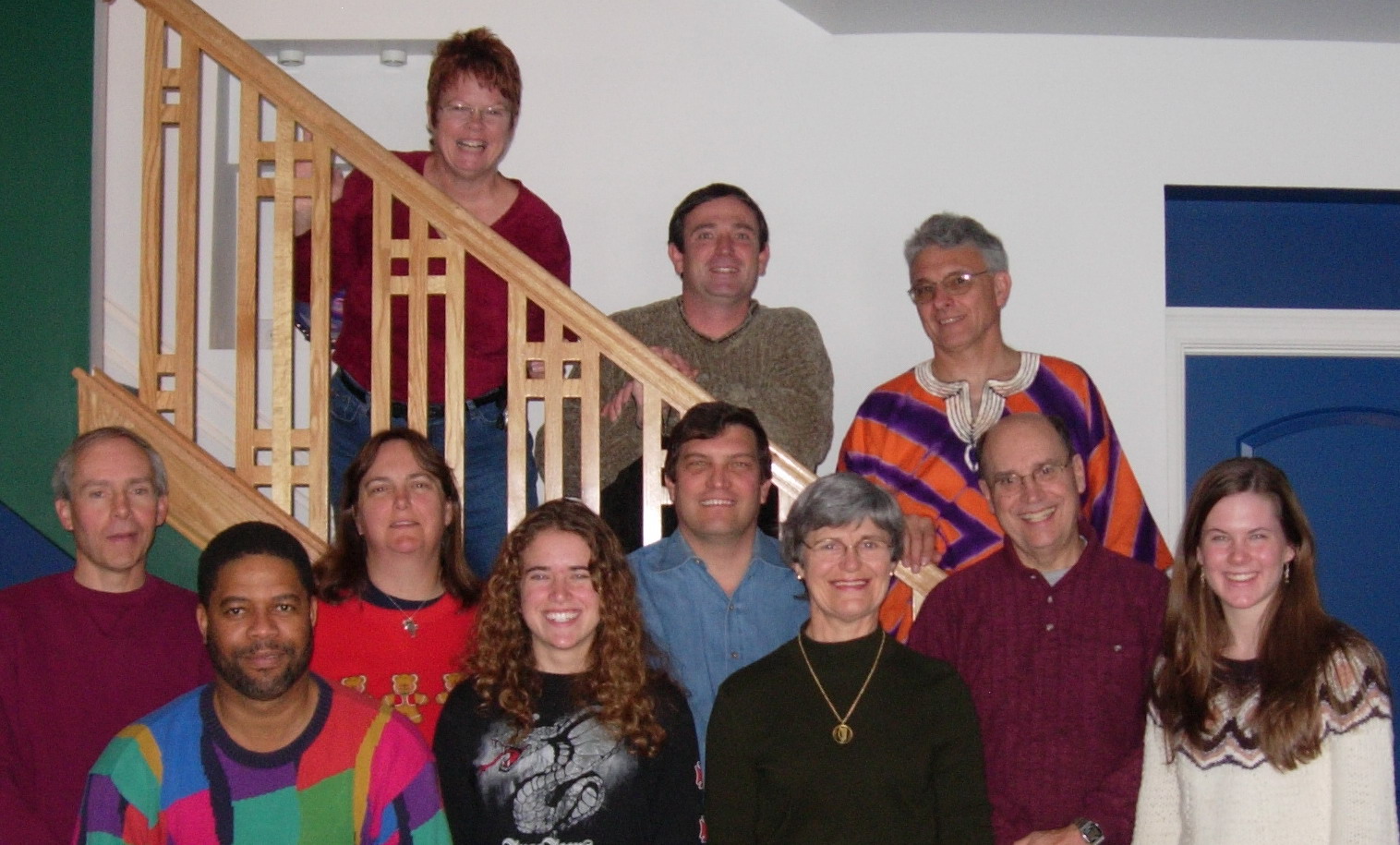 Photo of team near stairway